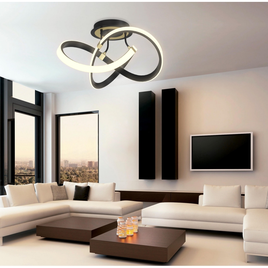 Wofi 9134-104 - Dimbare LED bevestigde hanglamp INDIGO LED/44W/230V zwart/goud