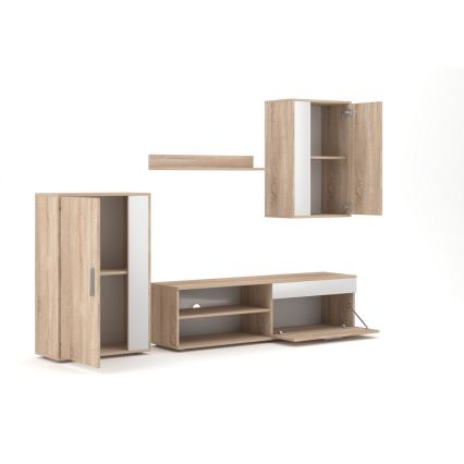 Woonwand BRICK sonoma eik/wit