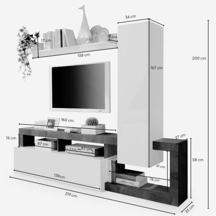 Woonwand LENOR wit/antraciet