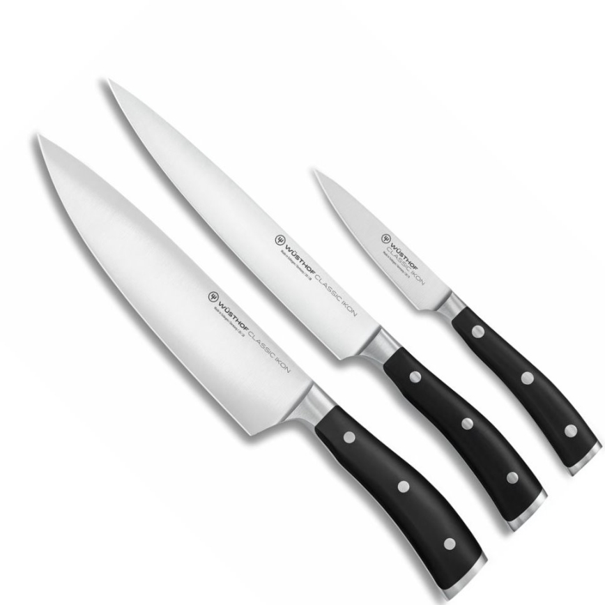 Wüsthof - CLASSIC IKON 3-delige set keukenmessen, zwart