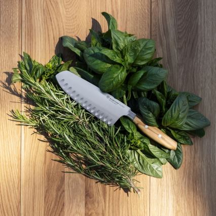 Wüsthof - Couteau de cuisine santoku AMICI 17 cm bois d'olivier