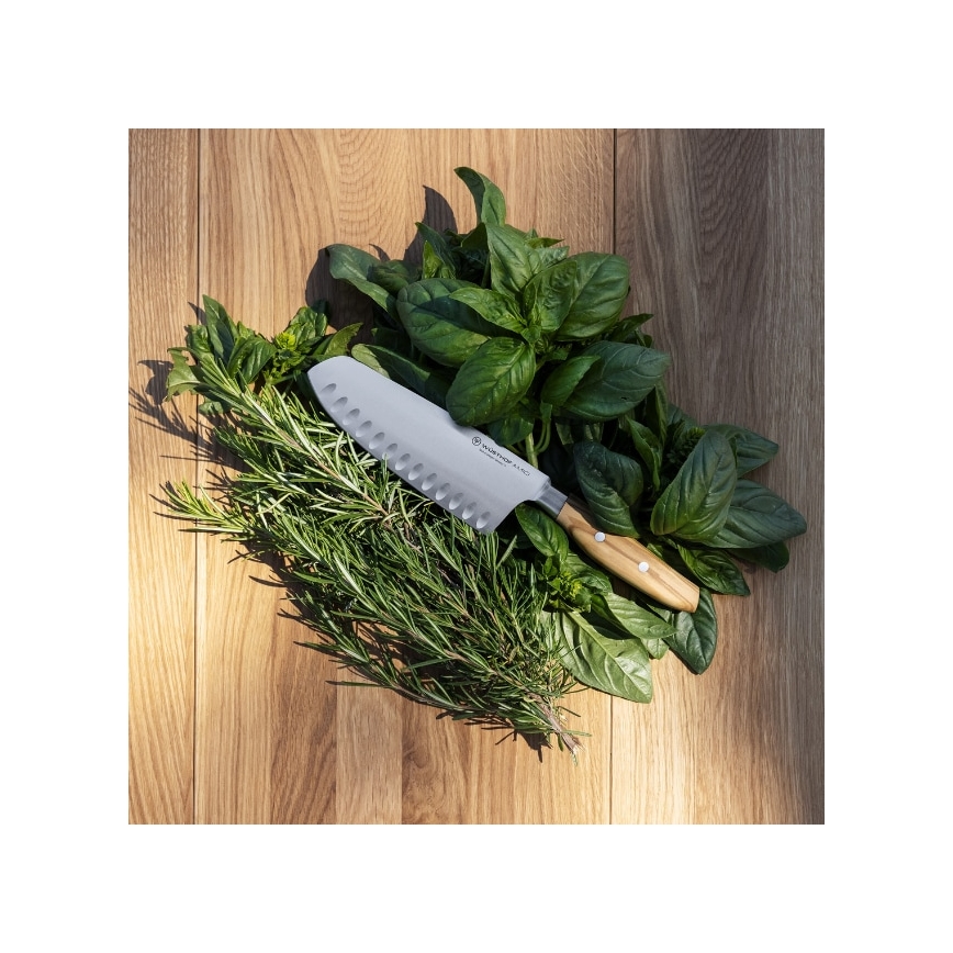 Wüsthof - Couteau de cuisine santoku AMICI 17 cm bois d'olivier
