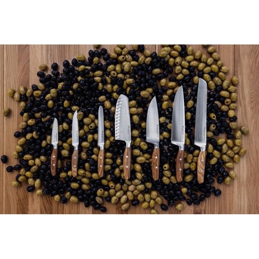 Wüsthof - Couteau de cuisine santoku AMICI 17 cm bois d'olivier