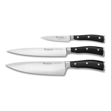 Wüsthof - Ensemble de 3 couteaux de cuisine CLASSIC IKON, noirs