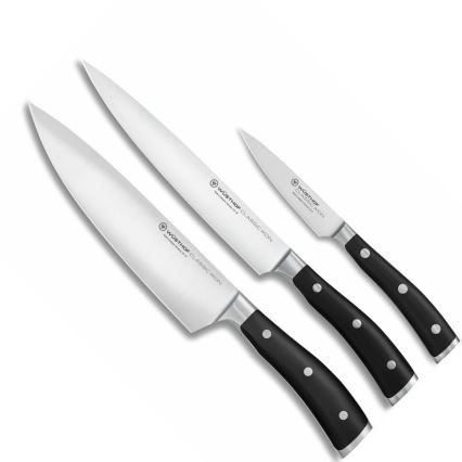 Wüsthof - Ensemble de 3 couteaux de cuisine CLASSIC IKON, noirs