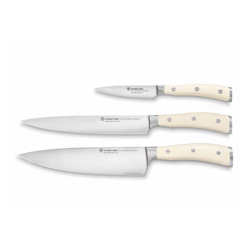 Wüsthof - Jeu de couteaux de cuisine CLASSIC IKON 3 pcs crème