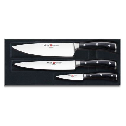 Wüsthof - Jeu de couteaux de cuisine CLASSIC IKON 3 pcs noir