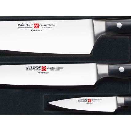 Wüsthof - Jeu de couteaux de cuisine CLASSIC IKON 3 pcs noir