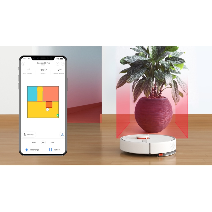 Xiaomi - Aspirateur Smart robotic ROBOROCK S6 Pure 58W Wi-Fi blanc