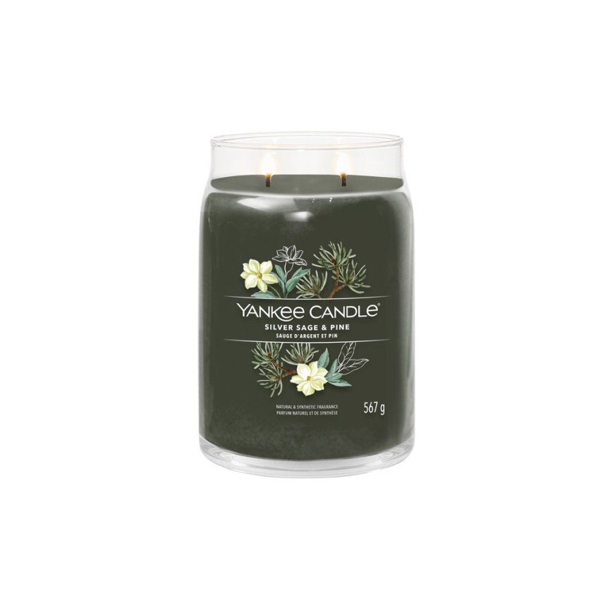 Yankee Candle - Bougie parfumée SILVER SAGE & PINE grande 567g 60-90 h.