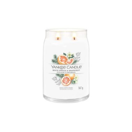Yankee Candle - Grote geurkaars WHITE SPRUCE & GRAPEFRUIT, 567 g, 60–90 uur.
