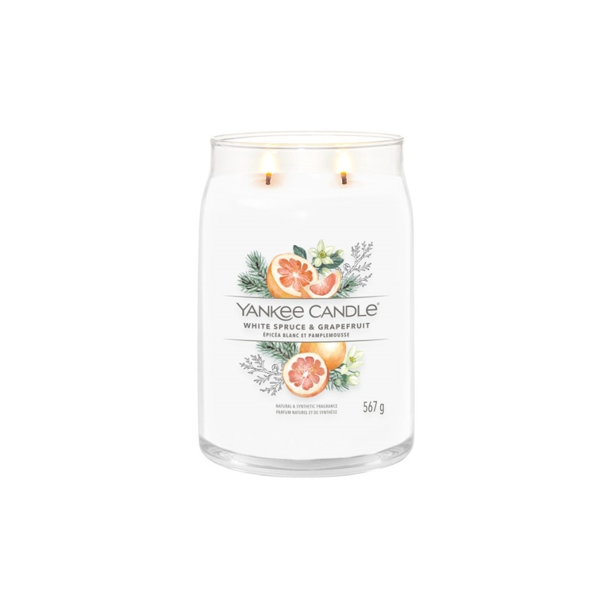 Yankee Candle - Grote geurkaars WHITE SPRUCE & GRAPEFRUIT, 567 g, 60–90 uur.