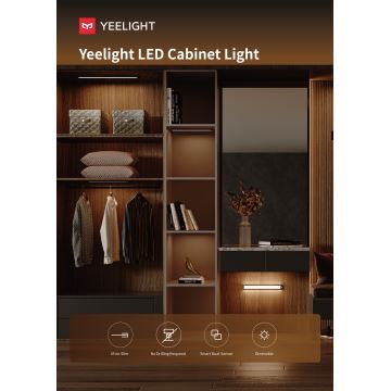Yeelight - Éclairage de meuble à intensité variable rechargeable avec détecteur LED/2,4W/2200 mAh 4000K 60 cm noir