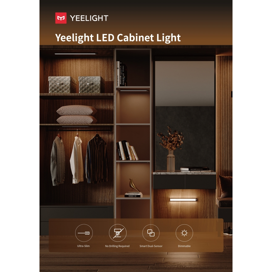 Yeelight - Éclairage de meuble à intensité variable rechargeable avec détecteur LED/2,4W/2200 mAh 4000K 60 cm noir