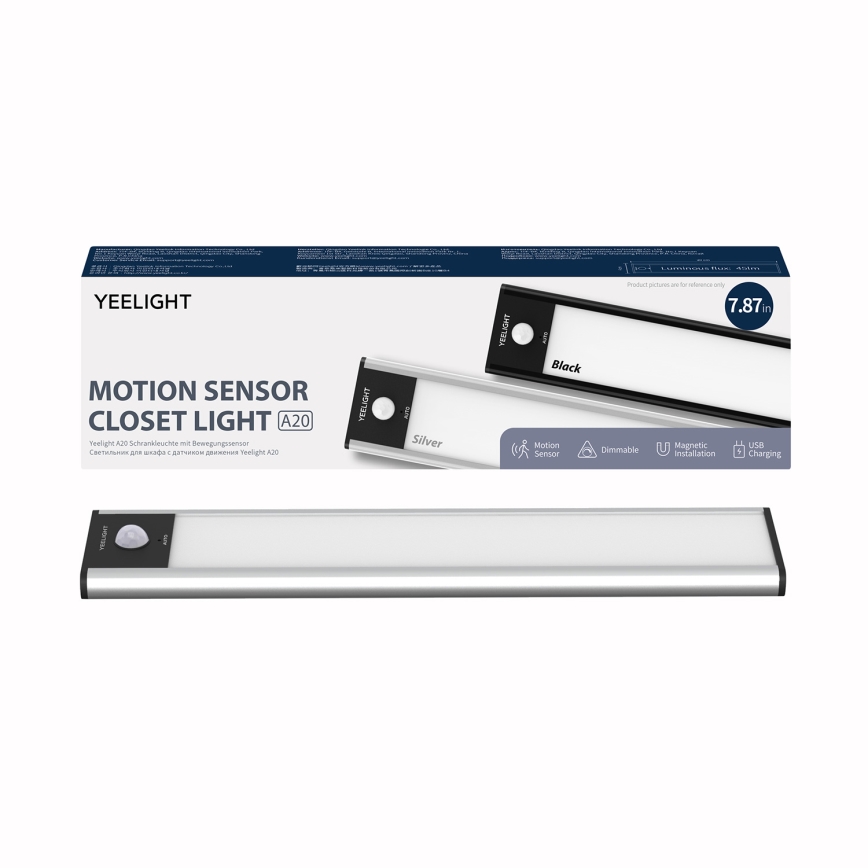 Yeelight - LED dimbaar oplaadbaar meubelverlichting met sensor LED/1,8W/1100 mAh 4000K 20 cm zilver