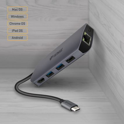 Yenkee - Adaptateur multiport 8en1 USB type C