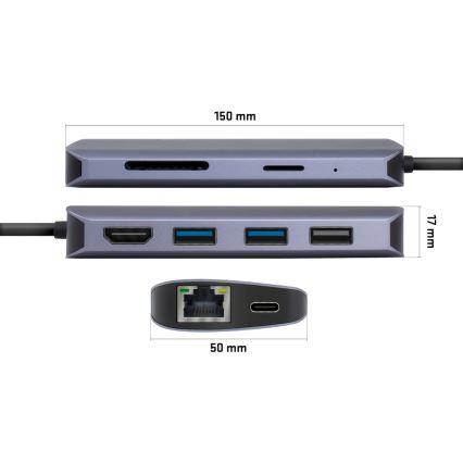 Yenkee - Adaptateur multiport 8en1 USB type C