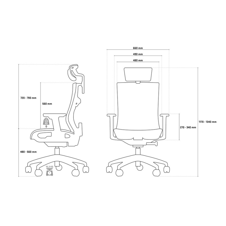 Yenkee - Chaise de bureau noire/grise