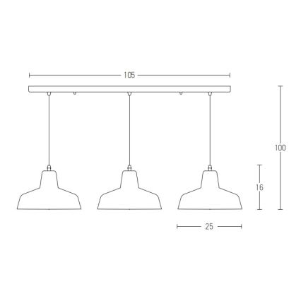 Zambelis 1653 - Hanglamp aan een koord 3xE27/40W/230V beton