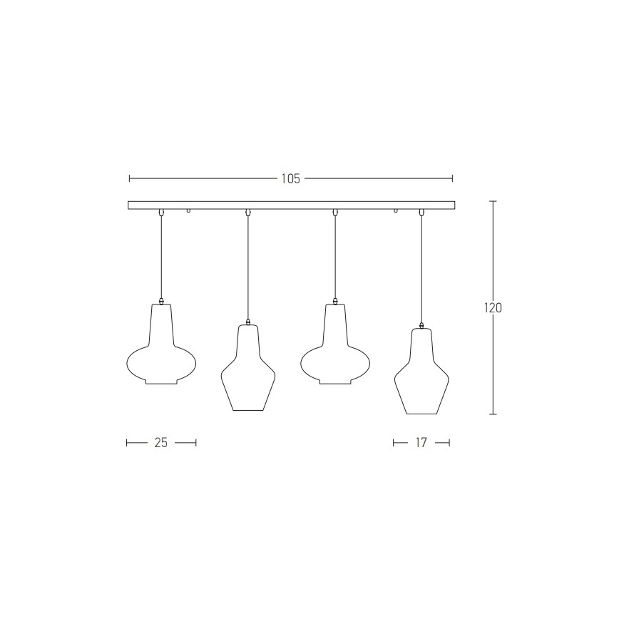 Zambelis 17151 - Hanglamp aan een koord 4xE27/40W/230V