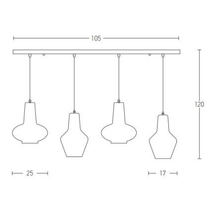 Zambelis 17151 - Suspension filaire 4xE27/40W/230V