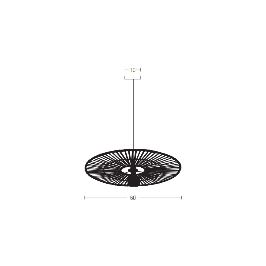 Zambelis 19104 - Hanglamp aan een koord 1xE27/40W/230V bamboe/zwart