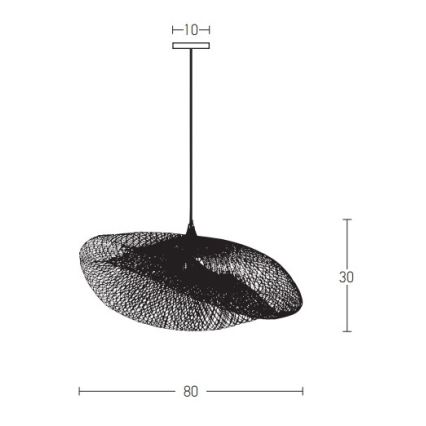 Zambelis 19108 - Hanglamp aan een koord 1xE27/40W/230V bamboe/zwart