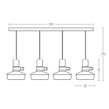 Zambelis 1993-W - Hanglamp aan een koord 4xE27/40W/230V wit