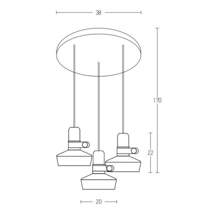 Zambelis 1994-B - Hanglamp aan een koord 3xE27/40W/230V zwart