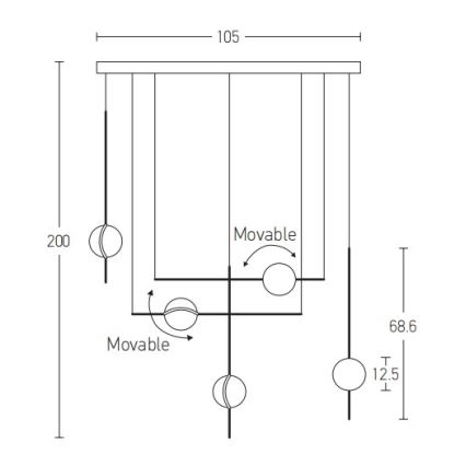 Zambelis 2001 - LED Hanglamp aan een koord LED/38W/230V