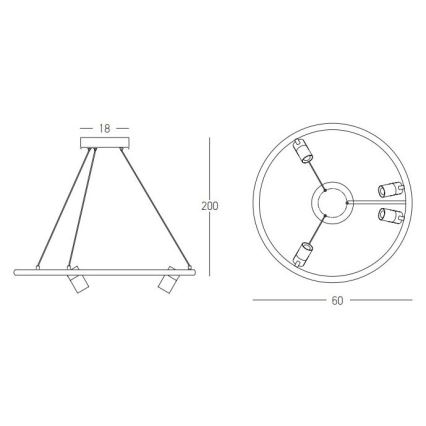 Zambelis 22012 - Dimbare LED hanglamp aan een koord LED/47W/230V diameter 60 cm zwart