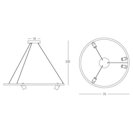 Zambelis 22013 - Dimbare LED hanglamp aan een koord LED/59W/230V diameter 79 cm zwart