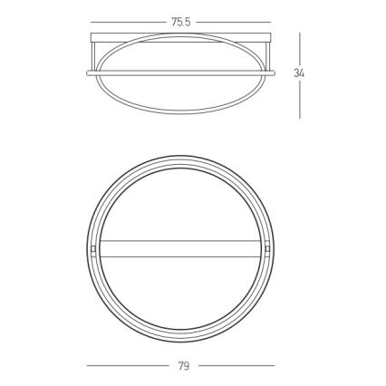 Zambelis 22017 - Plafonnier LED à intensité variable LED/80W/230V diam. 79 cm noir