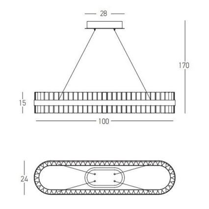 Zambelis 22041 - Suspension filaire à intensité variable LED/68W/230V doré