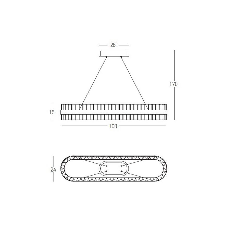 Zambelis 22041 - Suspension filaire à intensité variable LED/68W/230V doré