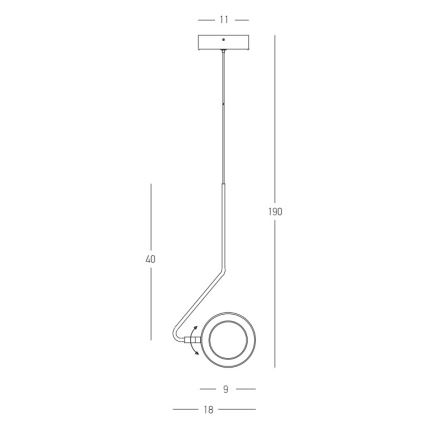 Zambelis 22045 - Dimbare LED hanglamp aan een koord LED/7W/230V CRI90 zwart