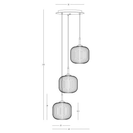 Zambelis 22073 - Hanglamp aan een koord 3xE27/40W/230V