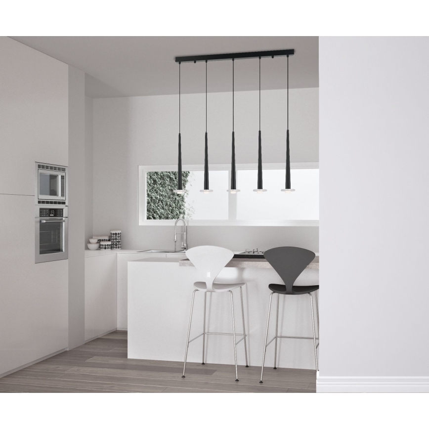 Zambelis 22112 - Dimbare LED hanglamp aan een koord 5xLED/3W/230V CRI90 zwart