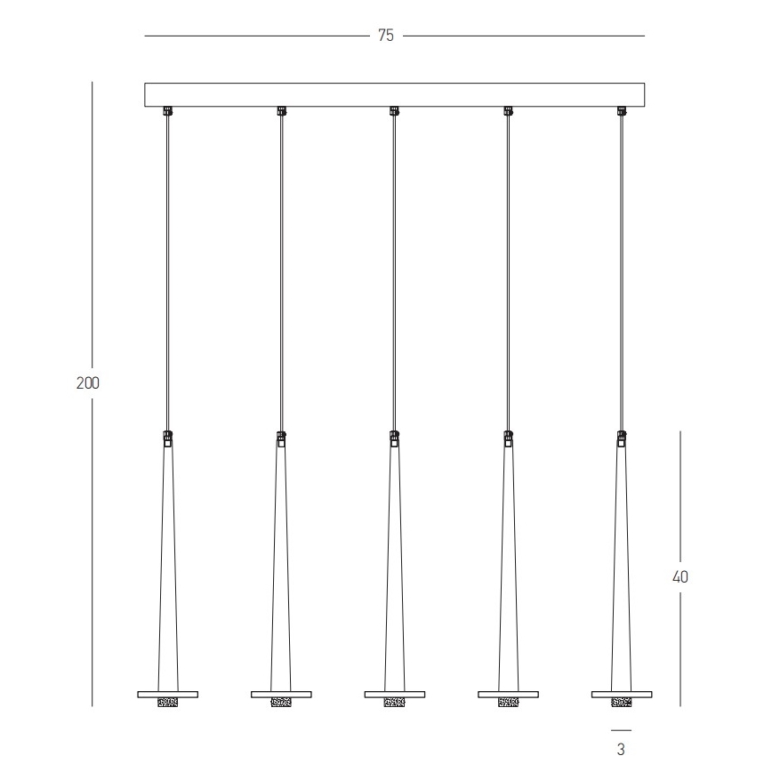 Zambelis 22112 - Dimbare LED hanglamp aan een koord 5xLED/3W/230V CRI90 zwart