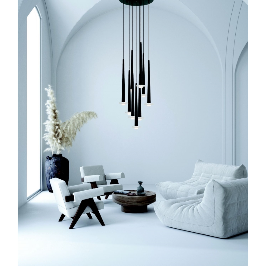 Zambelis 22113 - Dimbare LED hanglamp aan een koord 9xLED/3W/230V CRI90 zwart