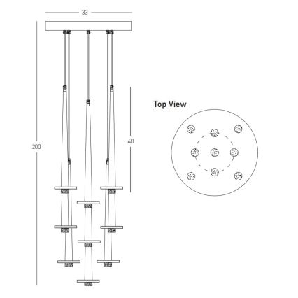 Zambelis 22113 - Dimbare LED hanglamp aan een koord 9xLED/3W/230V CRI90 zwart