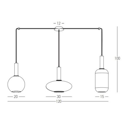 Zambelis 22151 - Hanglamp aan een koord 3xE27/40W/230V spin goud