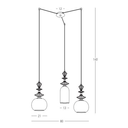 Zambelis 22152 - Hanglamp aan een koord 3xE27/40W/230V spin keramiek