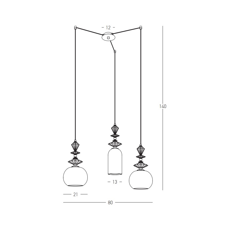 Zambelis 22152 - Hanglamp aan een koord 3xE27/40W/230V spin keramiek