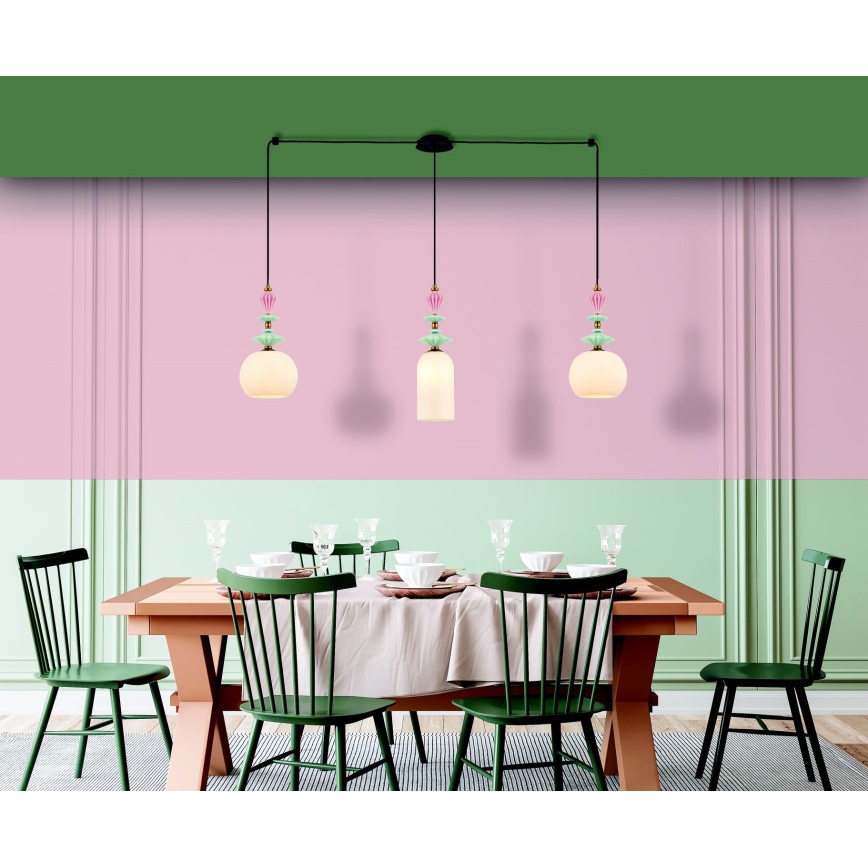 Zambelis 22153 - Suspension filaire 3xE27/40W/230V araignée céramique