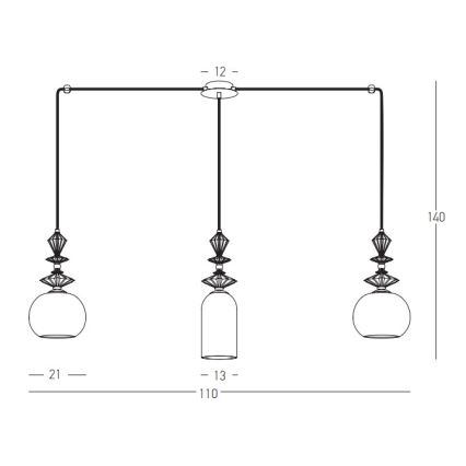Zambelis 22153 - Suspension filaire 3xE27/40W/230V araignée céramique
