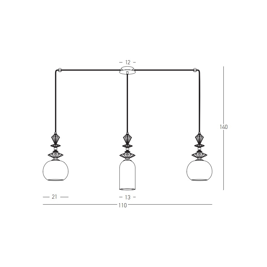 Zambelis 22153 - Suspension filaire 3xE27/40W/230V araignée céramique
