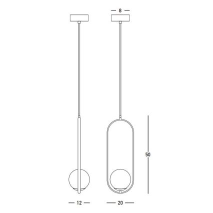 Zambelis 23135 - Hanglamp aan een koord 1xG9/7W/230V 12x20 cm goud