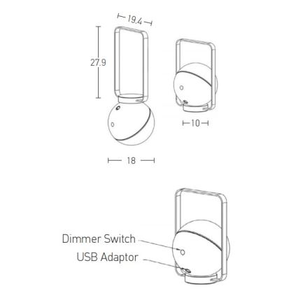 Zambelis E233 - Lampe LED à intensité variable extérieure LED/1,5W/5V IP44 noir