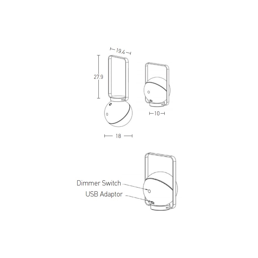 Zambelis E234 - Lampe à intensité variable extérieure LED/1,5W/3,7V 2600 mAh IP44 blanc